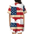 thumbnail image 6 of Fuzoiu American Flag Map Print Women's Short-Sleeved Pajama Set,Lounge Sleepwear Set,Womens Pajama Sets 2 Piece,Button-Up Top and Shorts with Pockets-3X-Large, 6 of 7