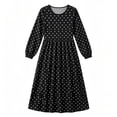 thumbnail image 5 of Busydd Womens Fall Dresses Fashion Long Sleeve Polka Dot Dress Casual Comfortable Solid Color Round Neck Midi Dress S, 5 of 5