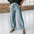 thumbnail image 4 of ZQUUVOU Womens Wide-Leg Pants Solid Color Drawstring Long Trousers Pockets（Gray,XL）, 4 of 9