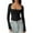 Black-2, variant on Women's Sexy Square Neck Shirt Long Sleeve Slim Fitted Dressy Tees Basic Solid Fashion Y2k Going Out Crop Tops