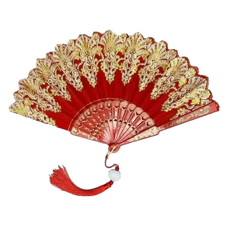 

1pc Chinese Ancient Single Flower Folding Fan Plastic Folding Fan Wedding Party A