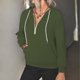 thumbnail image 3 of Sudadera con capucha Bolsillo con cremallera Manga larga Cordón Color puro Tops con capucha de moda para mujer OD Verde XL, 3 of 6