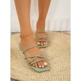 thumbnail image 3 of Fashionable Outdoors White Flat Slippers for Women, Criss Cross Plain Artificial Leather Open Toe Slide Sandals, 3 of 4