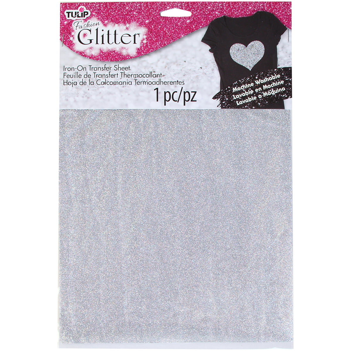 Tulip Iron On Glitter Transfer Sheet 8.5X11 1/Pkg-Silver