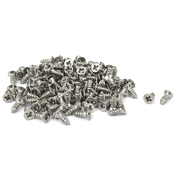 Unique Bargains M2.2 x 6.5mm Flat Head Self Tapping Screw Fasteners 100 Pcs Stainless Steel