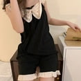 thumbnail image 2 of Pijama con lazo para mujer, conjunto de dos piezas, pantalones cortos coreanos, ropa de noche para el hogar, camisola de retazos, ropa de estar por casa, Verano, 2 of 4