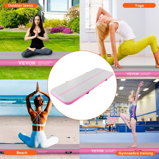 VEVOR Gymnastics Air Mat 4 inch Thickness Inflatable Gymnastics Tumbling Mat Tumble Track with Electric Pump Walmart