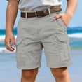 thumbnail image 5 of WAYUTE Boys Pants Solid Color Cargo Knee Length Pants with Multiple Pockets for Kids Youth Play and Summer Dress Cargo Shorts Casual Outdoor,9-10 Y,Light Gray, 5 of 6