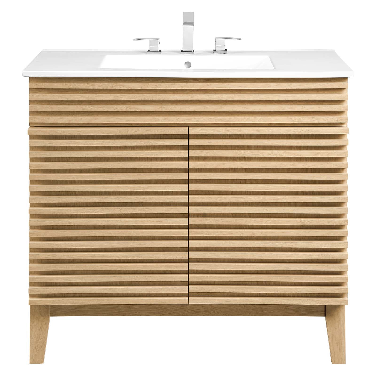 Modway Render 36" Bathroom Vanity in Oak White
