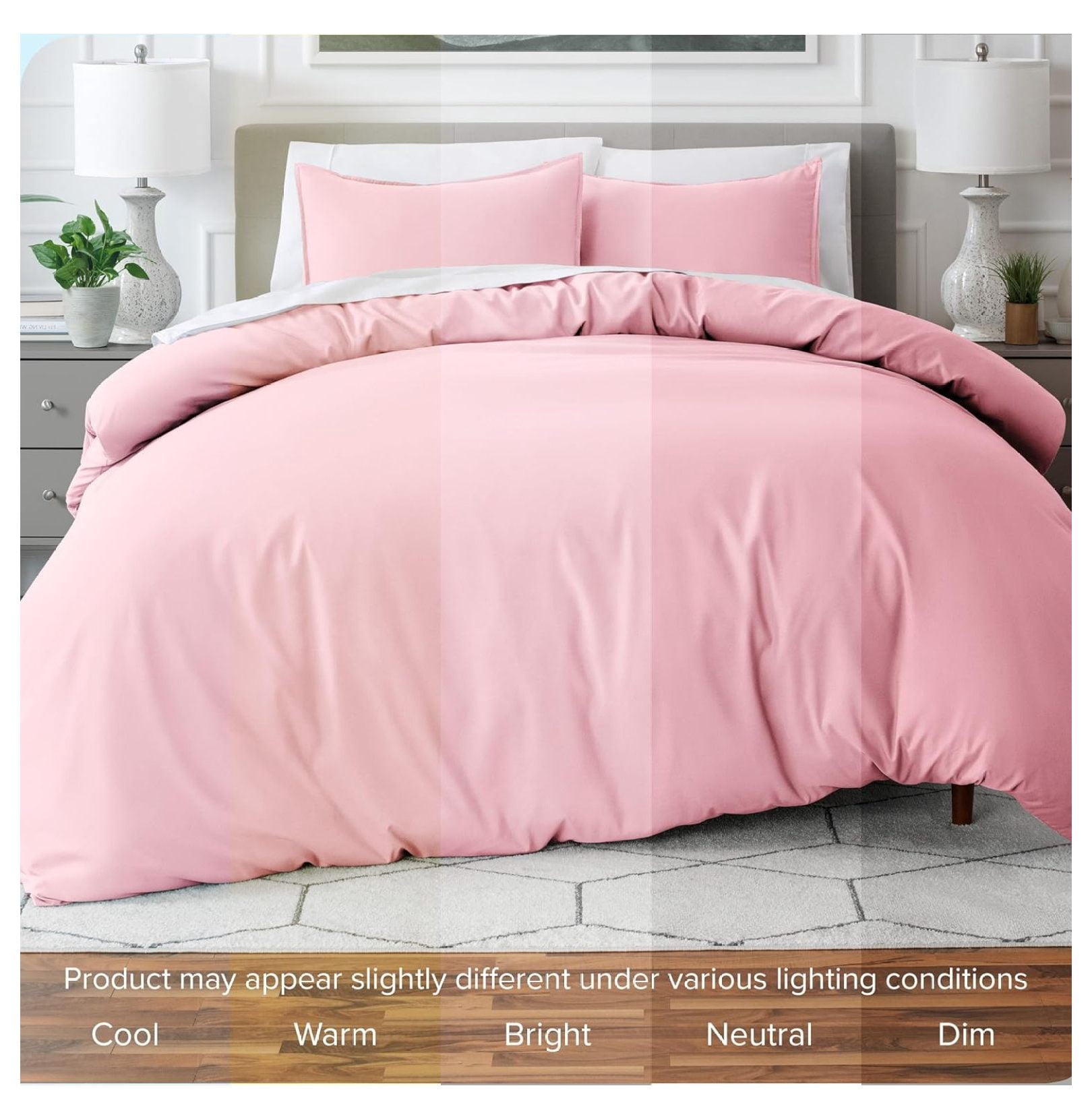 Bedding Duvet Cover King Size - Premium 1800 Super Soft Collection - Lightweight, Cooling - Soft Breathable Bedding Duvet Cover (King, Light Pink)