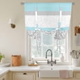 thumbnail image 3 of Abstract Sky Tie Up Curtain 63 Inches Long, Blue Grey Stripes Floral Plant Modern Vintage Balloon Style Kitchen Window Curtain Over Sink, Small Window Rod Pocket Curtain 52"x63", 3 of 9