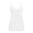 thumbnail image 6 of LIZUOJUN Womens Tank Tops Solid Color Pleated Spaghetti Strap V-Neck Cami Top Summer Dressy Trendy Sleeveless Loose Fit Tops White L, 6 of 6