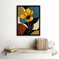thumbnail image 2 of Blue Mustard Ochre Copper Autumnal Abstract Stem Flowers Painting Art Print Framed Poster Wall Decor 12x16 inch, 2 of 5