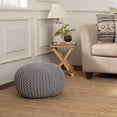 thumbnail image 2 of Round Boho Pouf Ottoman - Cable Knitted Cord Boho Pouffe - Stuffed Poof Accent Beanbag Footrest for Living Room - Nursery - Bedroom - Covered Patio - Study Nook (18”x18”x14”) - Gray-S, 2 of 20