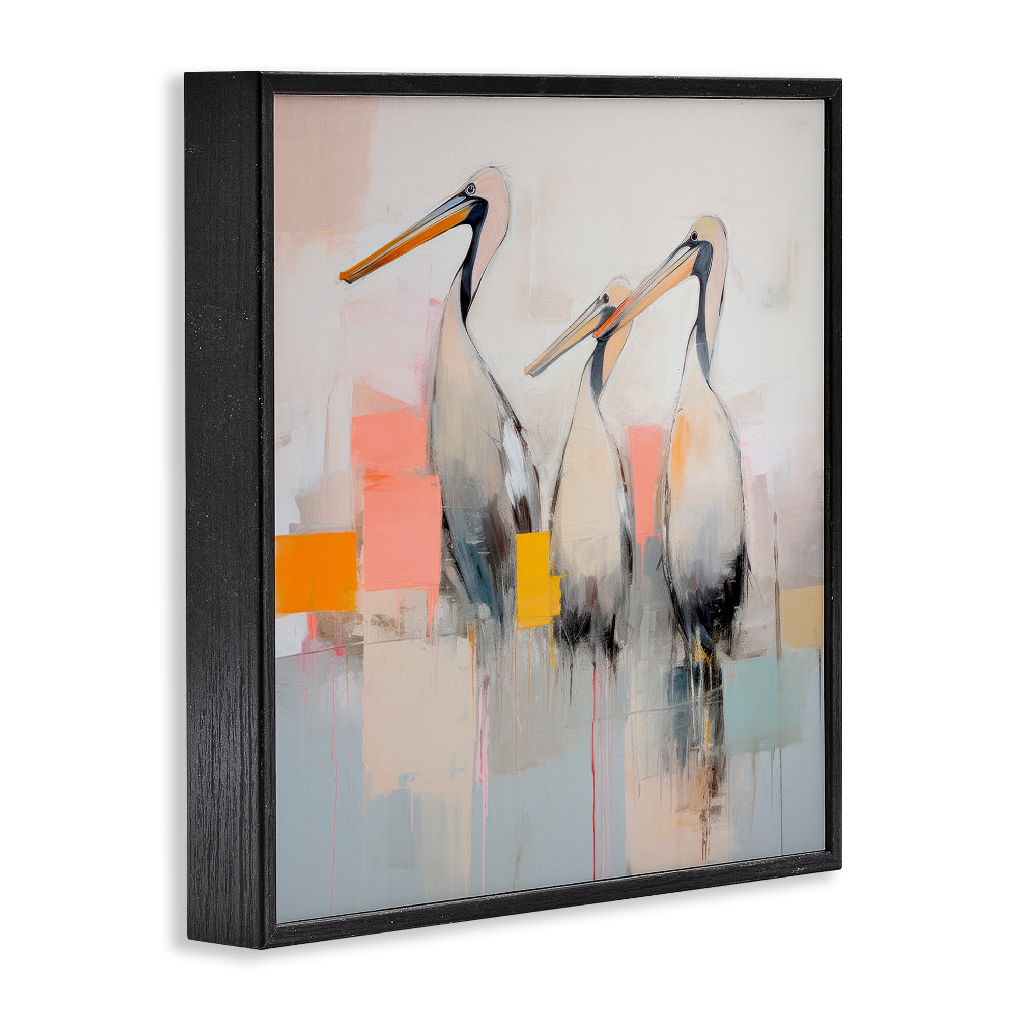 Stupell Industries Pelican Trio Abstract Animals & Insects Painting Black Framed Art Print Wall Art, 12 x 12