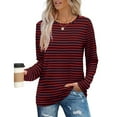 thumbnail image 4 of Women's Tops Long Sleeve Under $10 Casual Long Sleeve Print Ladies Round Neck Blouse, 4 of 9