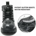 thumbnail image 3 of DADAWEN Toddler Boys Girls Combat Boots Waterproof Ankle Boots With Side Zipper Black/Glitter 9 Toddler, 3 of 6