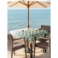 thumbnail image 3 of Outdoor Tablecloth with Umbrella Hole for Patio/Picnic/Party/Camping, Sage Green Striped Waterproof Table Cloth Square Cover Washable, Modern Abstract Ombre Geometric Morocco (54"x 54"), 3 of 8