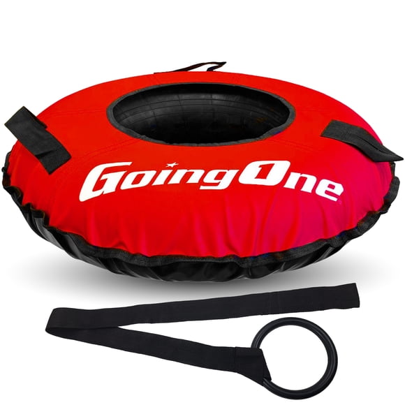 Going One Inflatable Snow Tube - 80 cm (32 inch) - Heavy Duty Innertube Snow Sled with Durable PVC Cover and Hand Tow Strap, for Kids