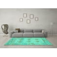 thumbnail image 3 of Ahgly Company Machine Washable Indoor Rectangle Oriental Turquoise Blue Traditional Area Rugs, 7' x 10', 3 of 4