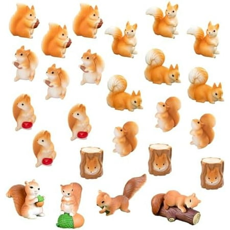 25 Pcs Miniature Squirrel Figurines Set Garden Chipmunk Figurines Cake Topper for Succulent Planter Moss Landscape Fairy Garden and Home Decor$$Garden & Patio
