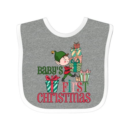 

Inktastic Baby s First Christmas Gift Baby Boy Bib
