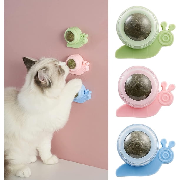 3 uds bolas de hierba gatera juguete bola de hierba gatera giratoria juguete para gato comestible montado en la pared caramelo de hierba gatera para limpieza de dientes de gato aperitivos para gatos