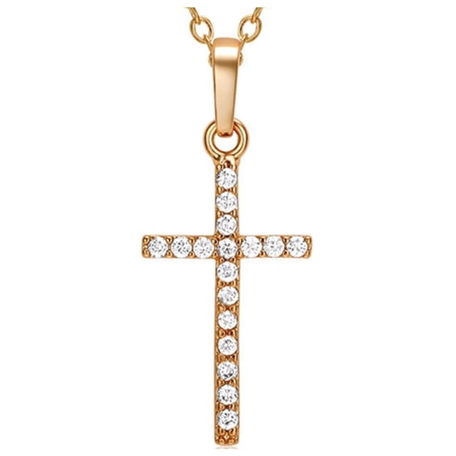 Collares con Dijes de Cruz SacredDiamon05 1Pza Oro Collar Cruz Dije 1.5x2cm Metal.