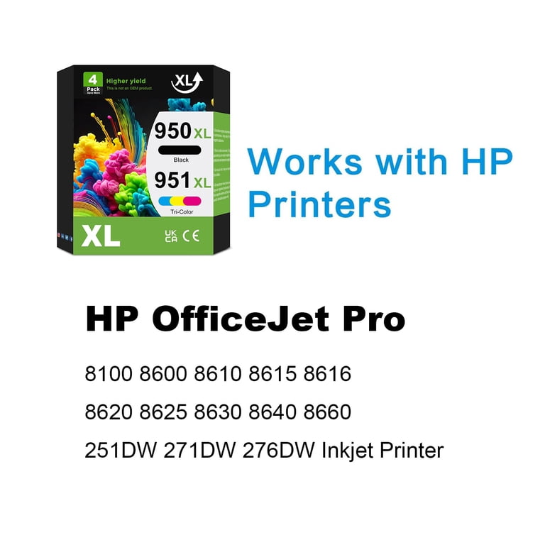 8-Pack HP 950XL & 951XL Compatible Ink Cartridges - For Officejet Pro 8600/8610 Series