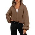 thumbnail image 1 of Abrigo Chaqueta de moda con cuello alto, chaqueta cálida de Color sólido para mujer, traje diario de corte holgado Ygjytge Marrón T L para Mujer, 1 of 7