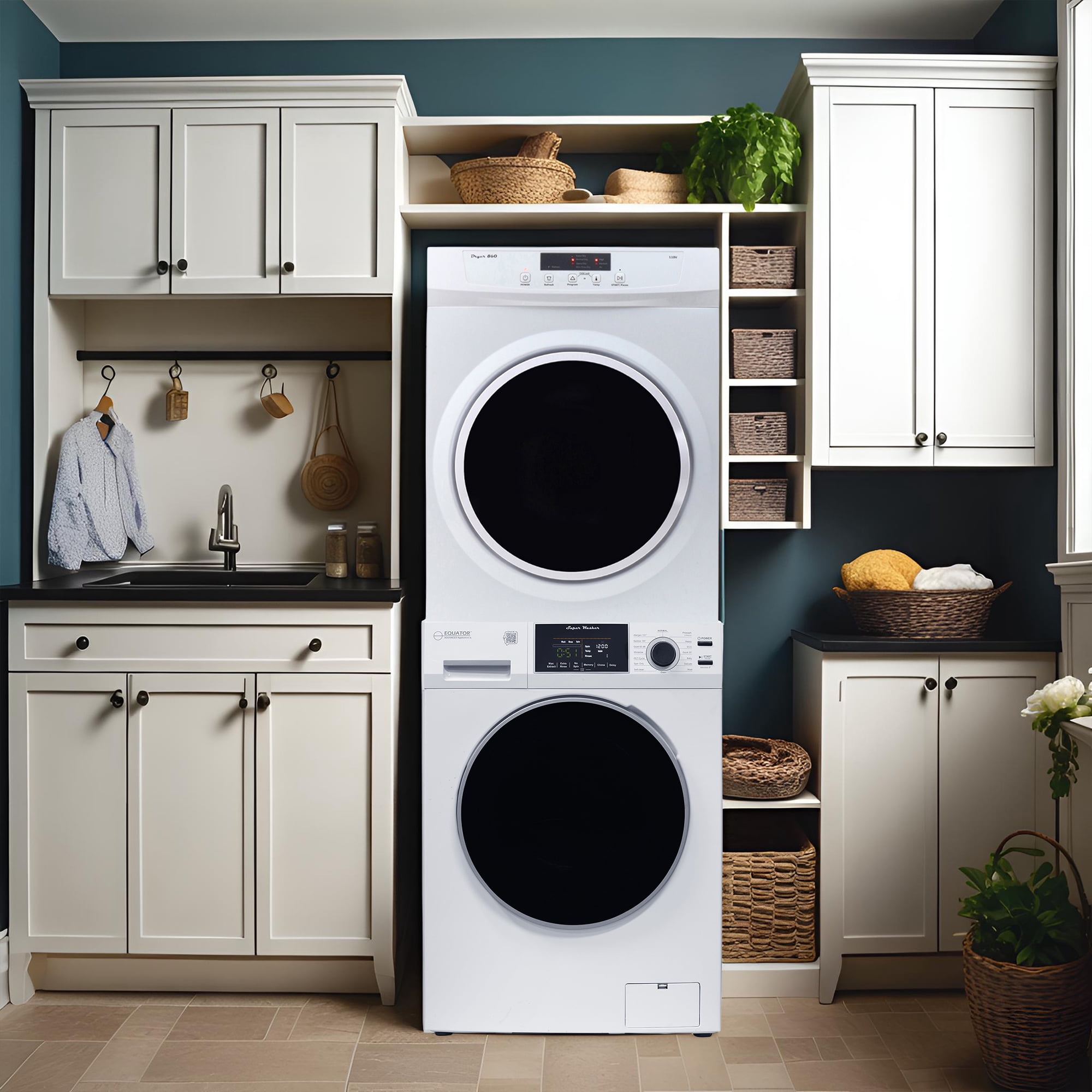 Equator APARTMENT STACKABLE 110V EW 826 Washer 1.6cf + ED 860 Vented Dryer 3.5cf