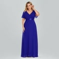 thumbnail image 1 of Robes de Soirée Grande Taille Longues Élégantes Ligne A Col en V Volants Mousseline Formelle Mariage Fête Robe de Soirée, 1 of 8
