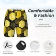 thumbnail image 6 of Picia Geometric Pattern with Bee pattern Mens Swim Trunks with Compression Liner Stretch Beach Shorts Quick Dry with Zipper Pockets No-Chafing Board Shorts-Small, 6 of 9
