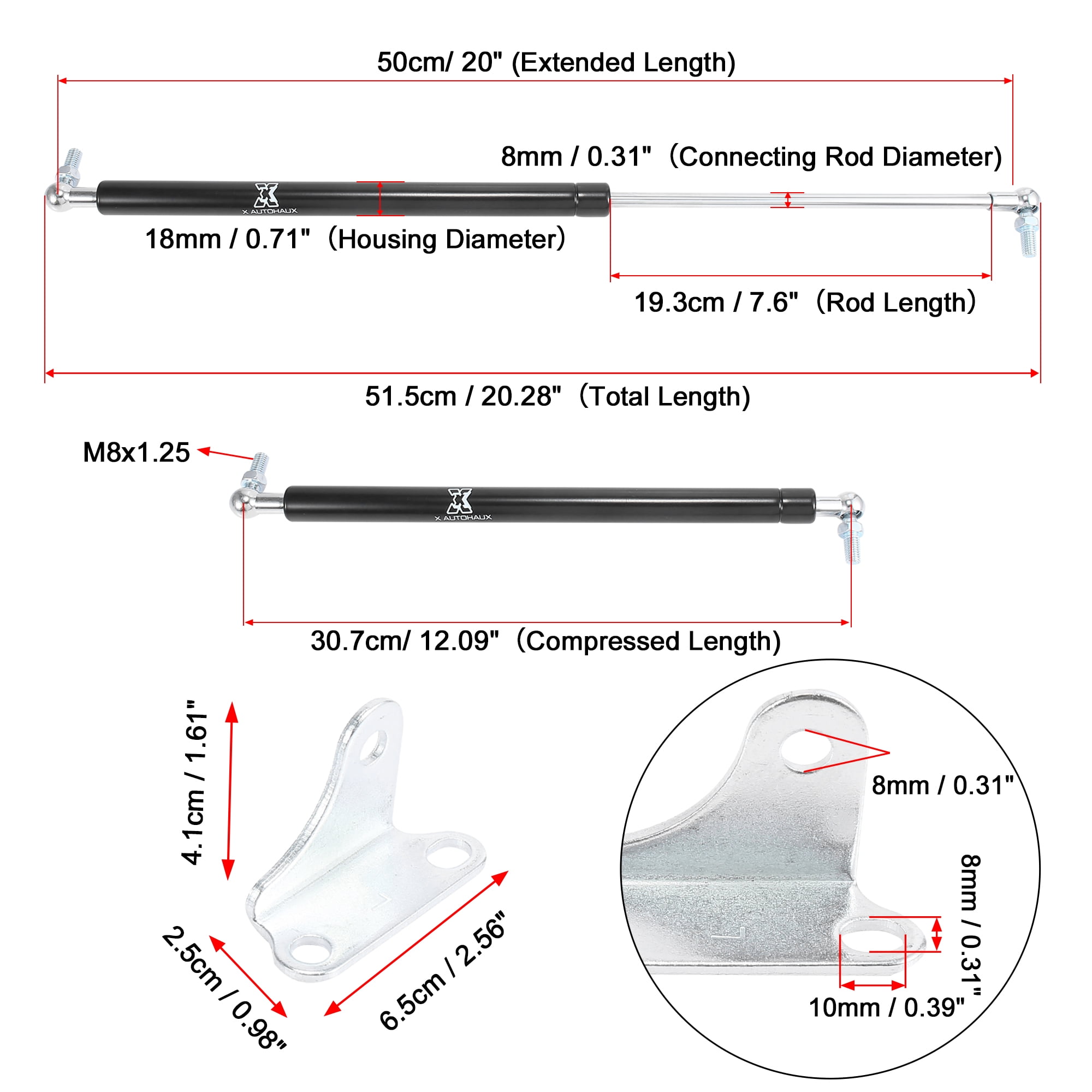 Unique Bargains 2pcs 20inch Gas Struts Shocks 445N/100Lbs Per Shock Lift Supports Struts
