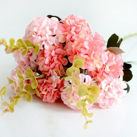 Fake Box Balls home decoration fake flower pot planting 10 ball chrysanthemum European simulation bouquet wholesale wedding flower Pink ()