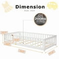 thumbnail image 6 of Bellemave Twin Size Floor Beds with Door, Wood Montessori Bed with Fence Railings & Support Slats, No Box Spring Needed (White), 6 of 8