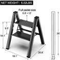 thumbnail image 5 of 2 Step Ladder, Aluminum Folding 2 Step Stool with Anti-Slip Sturdy and Wide Pedal, Lightweight Portable Stepladder for Home and Kitchen Use Space Saving, Black, 330 lbs, 5 of 12