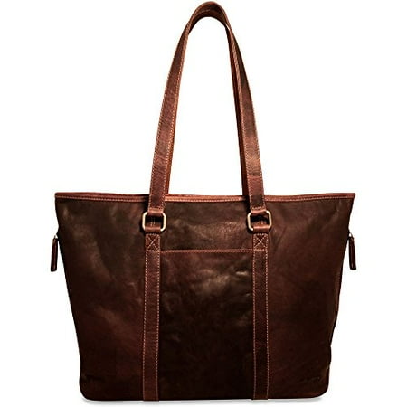 Jack Georges Voyager Per Zip Top Tote Bag Leather Handbag In Brown