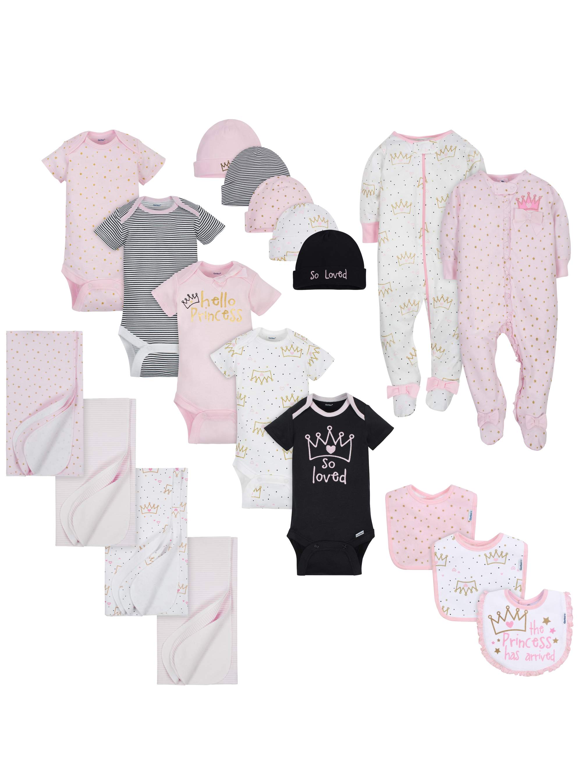Gerber Baby Girl Newborn Clothes Shower Gift Set, 19Piece