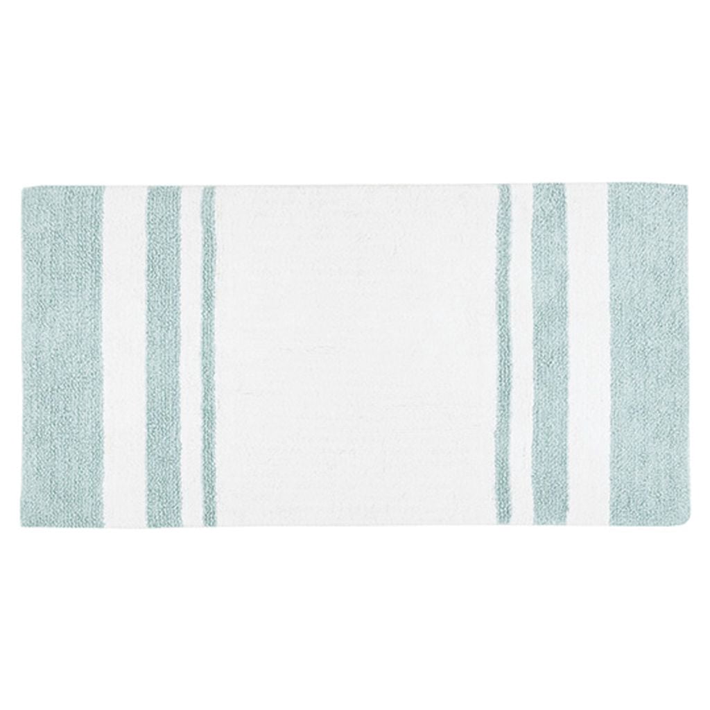 MAYEERTY 100% Medium Pile Cotton Reversible Bath Rug, Aqua, 27"W x 45"L