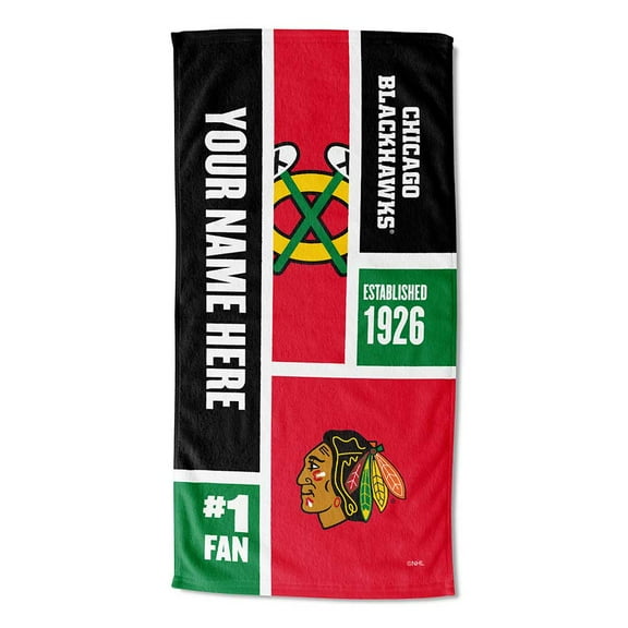 Chicago Blackhawks NHL Colorblock Personalized Beach Towel, 30" x 60"