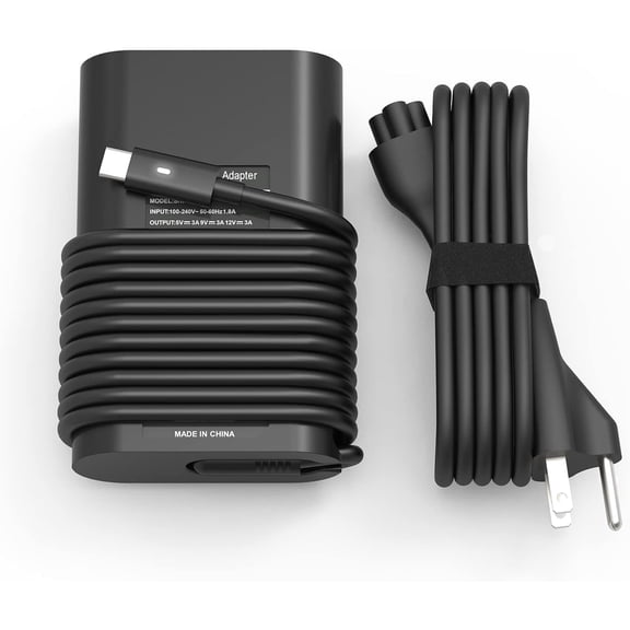 Famous Tech Shop 65W USB-C Laptop Charger, Type-C AC Adapter with Power Cord for Dell Latitude, Xps 13 and Chromebook