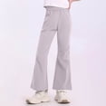 thumbnail image 2 of zbxnLI 5-15 Years Girl's Flared Leg Pants Elastic Waisted Slim Casual Pants Outdoor Sports Comfy Trousers with Pockets, 2 of 6