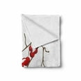 thumbnail image 2 of Rowan Soft Flannel Fleece Throw Blanket, Branch of Plant Covered Snow Winter Season Christmas Tree Pattern, Cozy Plush for Indoor and Outdoor Use, 50" x 70", Red White Umber, by Ambesonne, 2 of 6