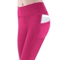 thumbnail image 6 of Cethrio Girls Leggings Size 7-8, Casual High-waisted Stretchy Athletic Yoga Pants with Pockets Hot Pink Size 8, 6 of 7