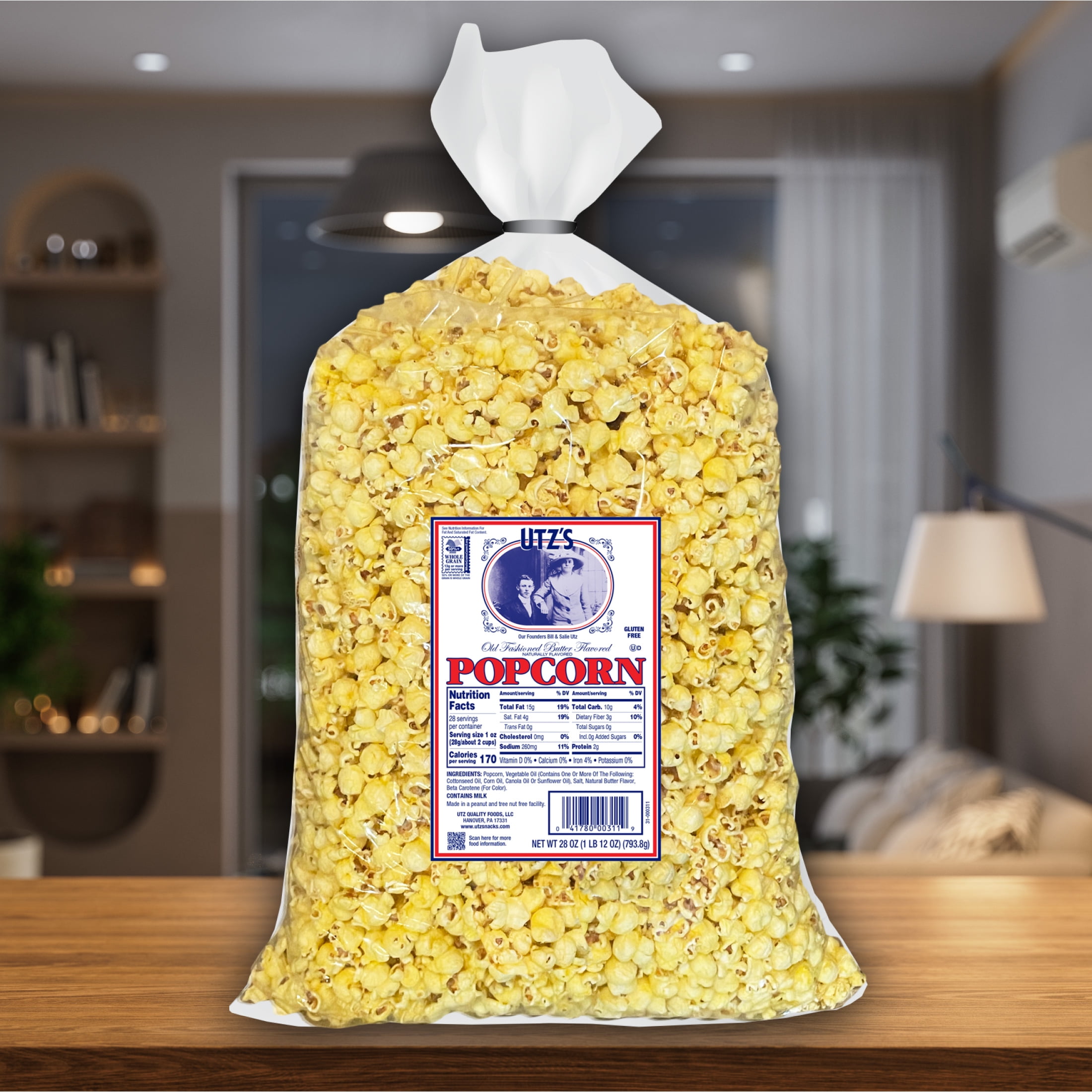 (2 pack) Utz Old Fashioned Butter Flavored Popcorn, 1 lb Bag