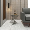 thumbnail image 3 of LeisureMod 15.75" Triangular Side Table, Stackable Plastic Accent End Table for Indoor & Outdoor Use, Weather-Resistant Modern Patio & Living Room Table, Set of 2, Smoke, 3 of 9
