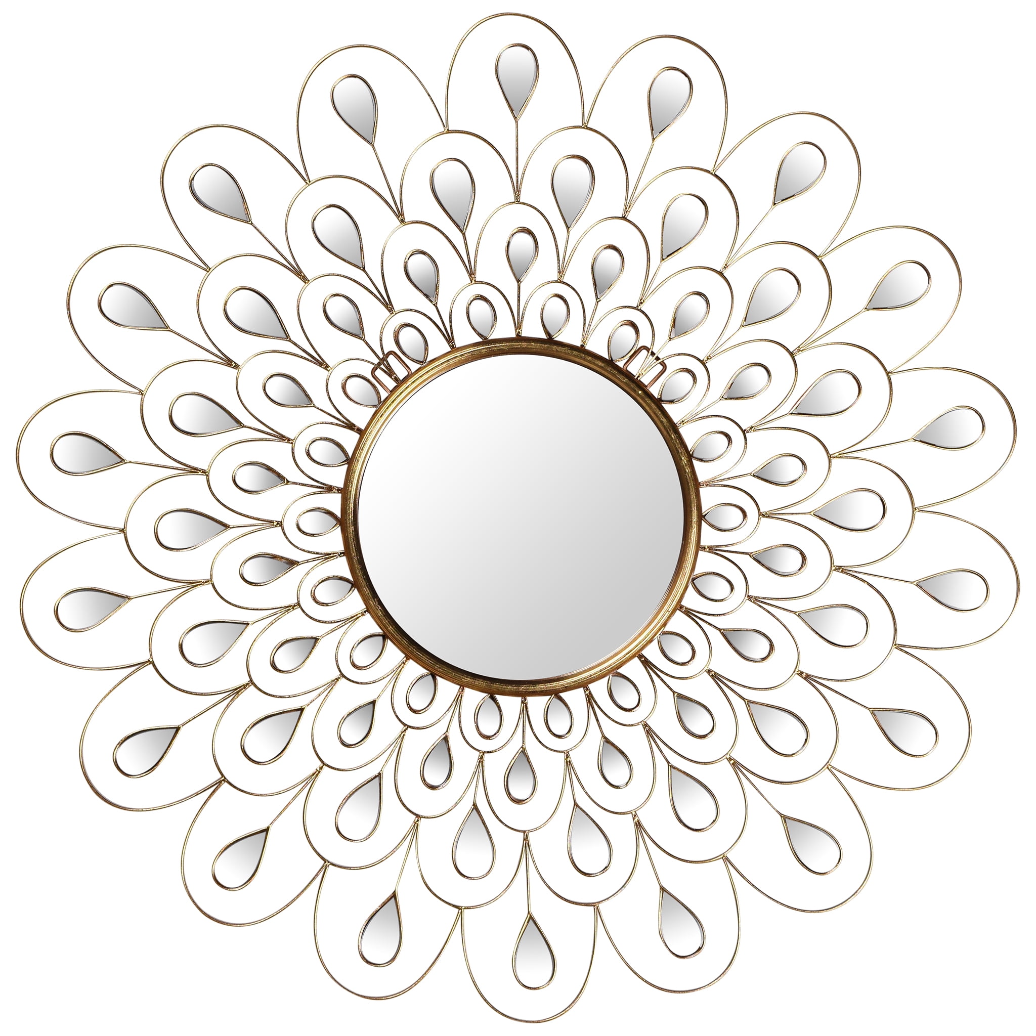 Empire Art Direct Flower Burst Gold Round Wall Mirror, 36" x 36", Ready
