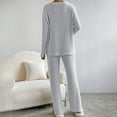 thumbnail image 5 of Jinhomg Loose Knit Outfits for Women Fall Casual Comfy Long Sleeve V-neck Pullover and Straight Leg Pants Set 2 Piece Trendy Solid Loungewear Seasonal Sale Gray XL, 5 of 10