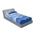 thumbnail image 2 of Mountain Fitted Sheet & Pillow Sham Set, Nature Theme a Panoramic Silhouette of the Mountains in the Morning Illustration Print, Decorative 4 Piece Bedding Decor Set, Twinxl, Blue, by Ambesonne, 2 of 3